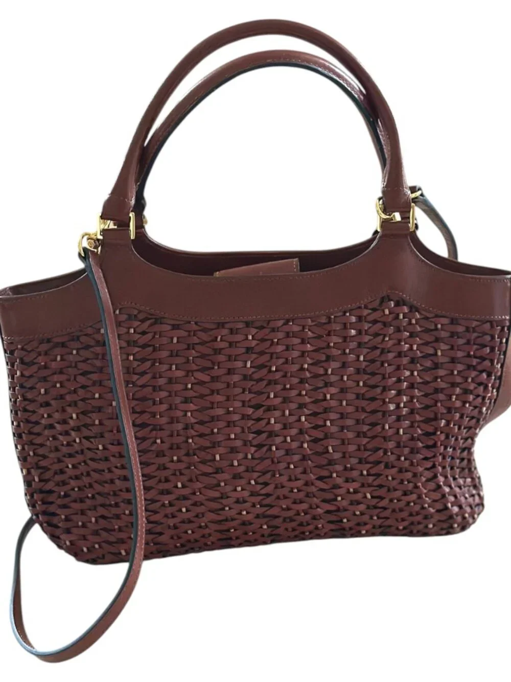 Vintage Etienne Aigner Woven Leather Shoulder Bag Brown NWOT